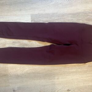 Lululemon Maroon Leggings with scalloped laser cut hem